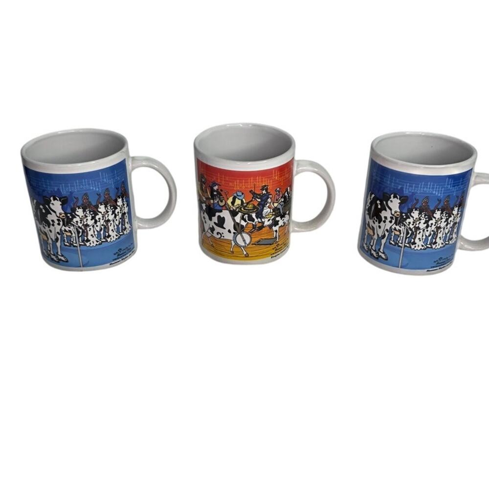 Sherwood 2003 Musical Cows Mugs Set 3 Mootown Rhythm & Blues Jammin Jazz Cows
